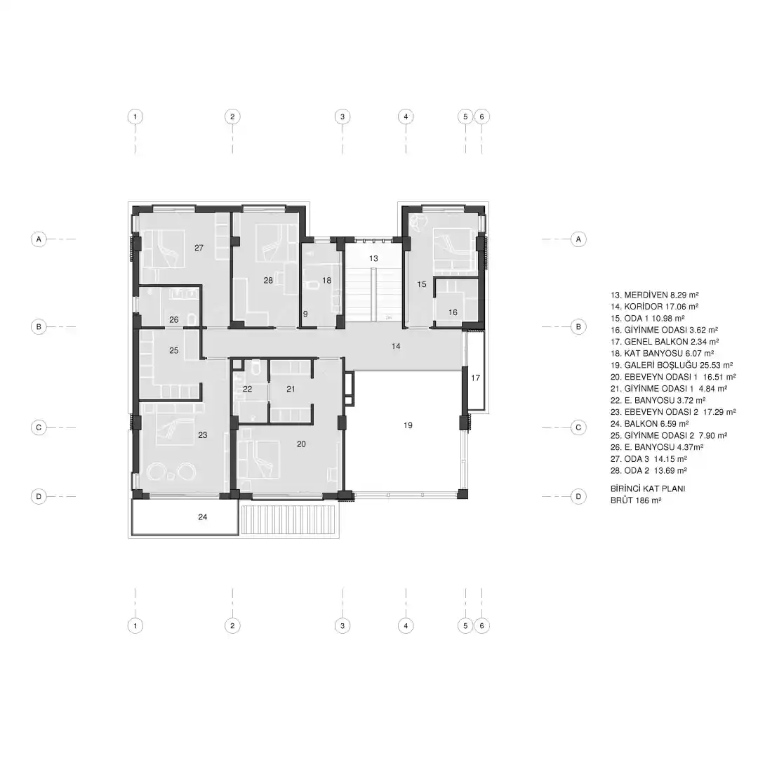 iki katli altı beyaz ustu siyah modern villa
